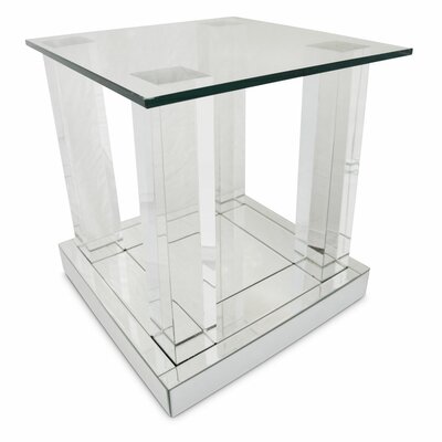 Montreal Glass Top Floor Shelf End Table with Storage -  Michael Amini, FS-MNTRL-1581