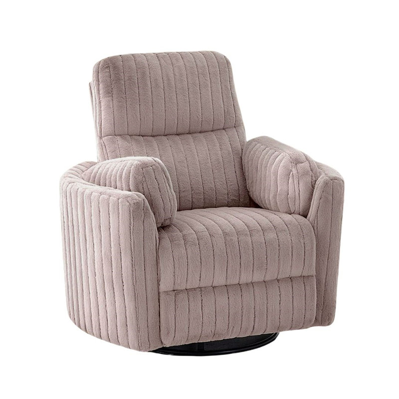 Taupe Finish Power Glider Recliner W/ Swivel Curved Arms Pillow Fill Swivel Chair Contemporary Primary Living Room, Taupe