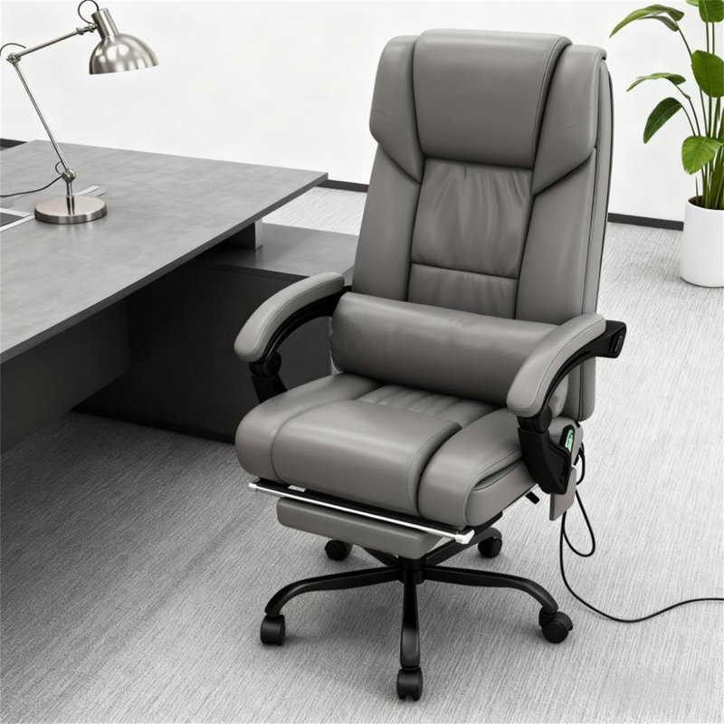 Chaise de bureau avec 6 points vibrants, 26", Gris