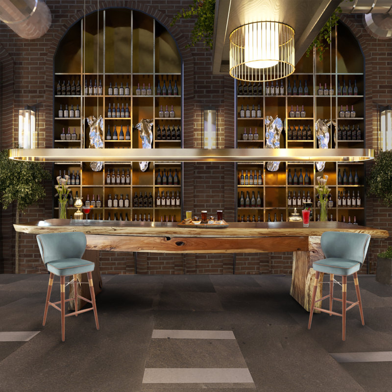 Bar de rassemblement en bois Burgar Suar, H 43 po x l 118 po x P 28 po
