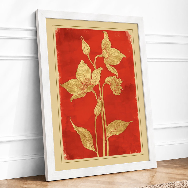 Gilded Stem Botanical - Framed Print, A4 - 29.7 x 21.0 cm, White
