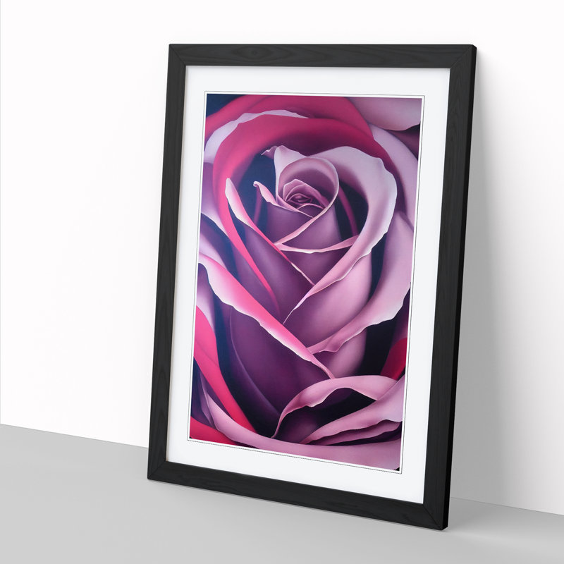 Rose Painting Spray - Single Picture Frame Print, Black, 64cm H x 46cm W x 2cm D