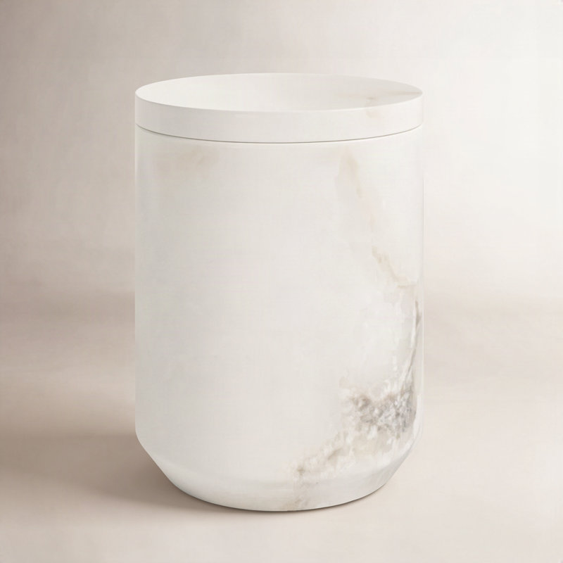 Alabaster Canister, 5" H x 4" W x 4" D