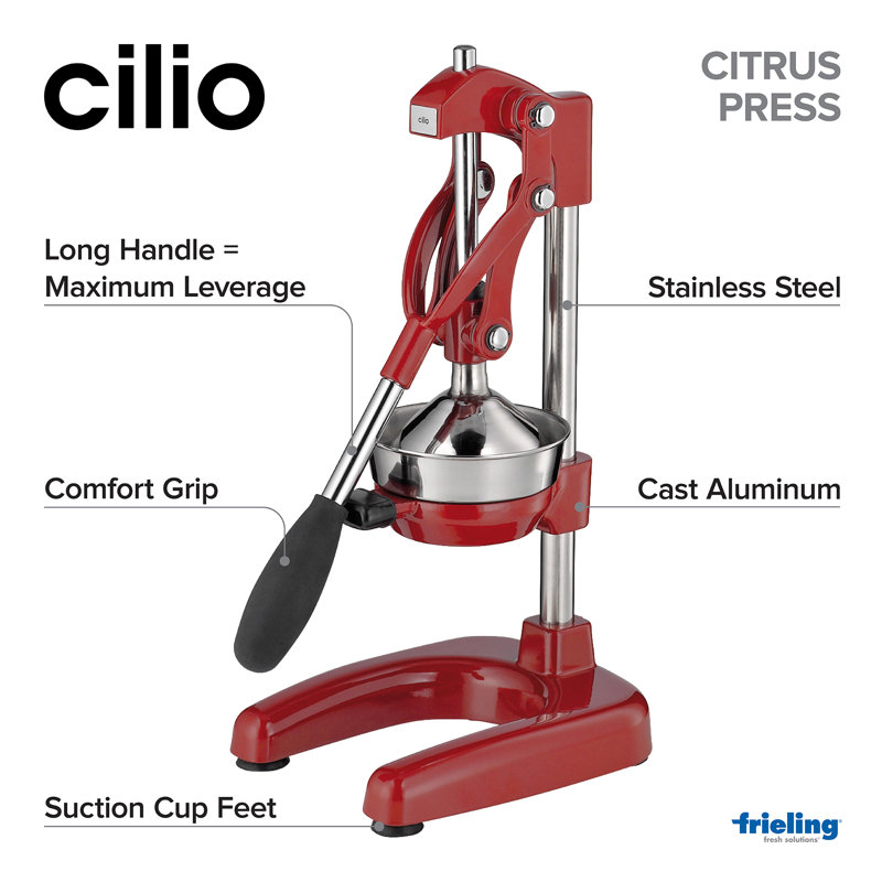 Red Stainless Steel Professional Citrus Juicer with Lever