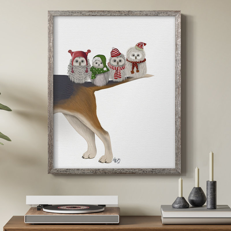 «Christmas Bummer Owls», reproduction encadrée - bois massif, H 11 po x l 9 po