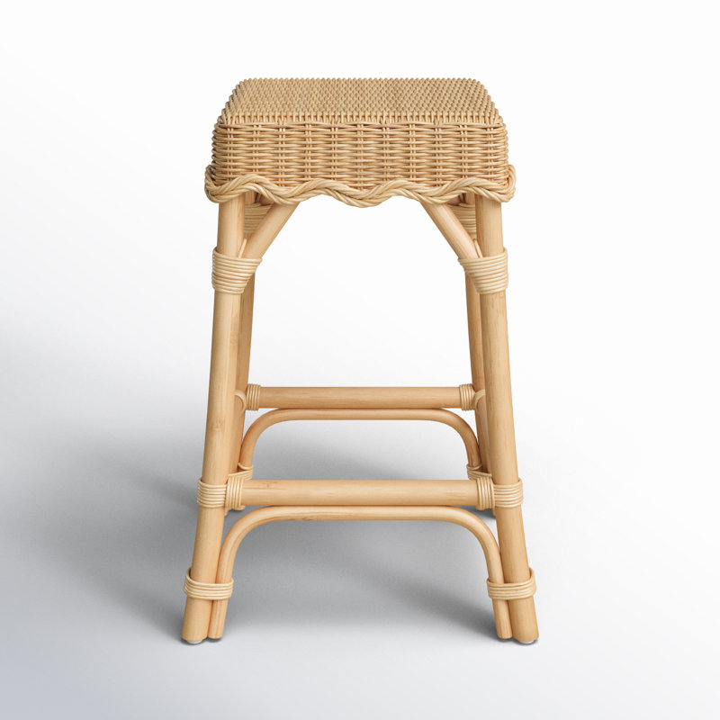 Lacie Rattan Scalloped Bar and Counter Height Stool, Counter Stool (24" Seat Height)