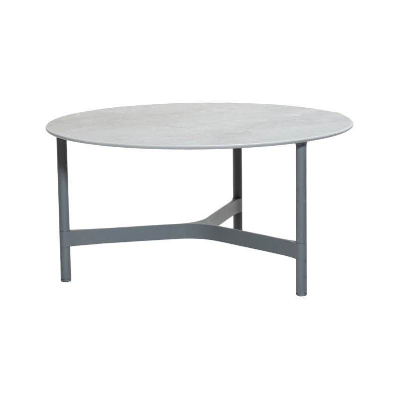 Twist Outdoor Round Coffee Table, 17.79" H x 35.5" W x 35.5" D, Light Gray/Gray