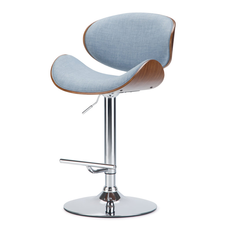 Tabouret de bar pivotant Bentwood, Bleu clair, Brun