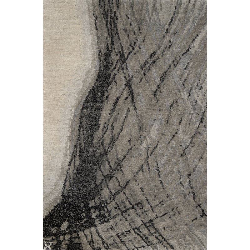Contemporary Hand Knotted Wool Abstract Area Rug, Rectangle 3' x 5'