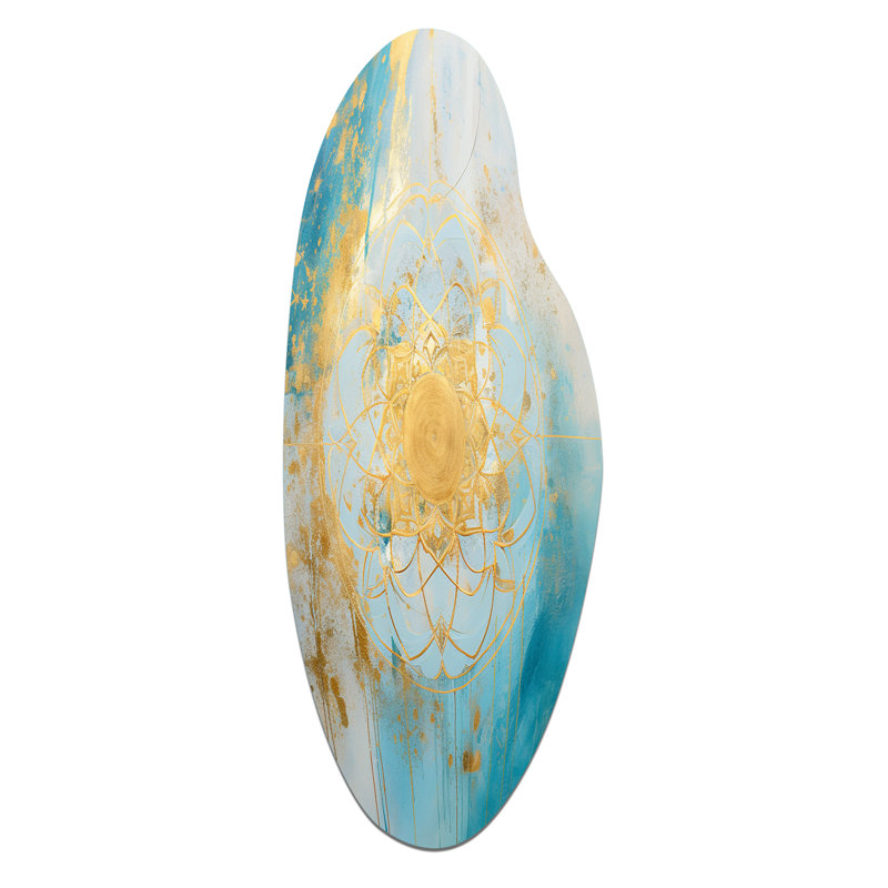 Art mural asymétrique en métal Tison - Boho Mandala, H 38 po x l 15 po