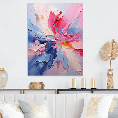 Encre rose et mauve, fleurs I - encre liquide, art mural abstrait en métal