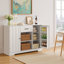 Buffet Farmhouse - Bois, 2 armoires, 1 tiroir et tablettes ouvertes pour la salle à manger-1059253718