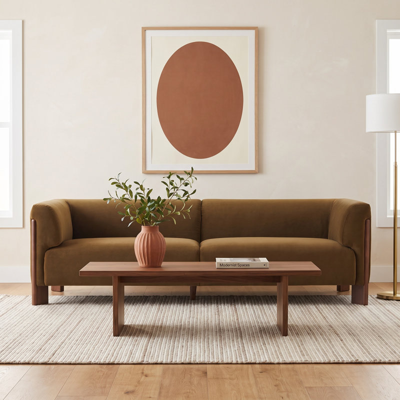 Wanetta 88" Upholstered Sofa, Soren Ochre Performance Velvet