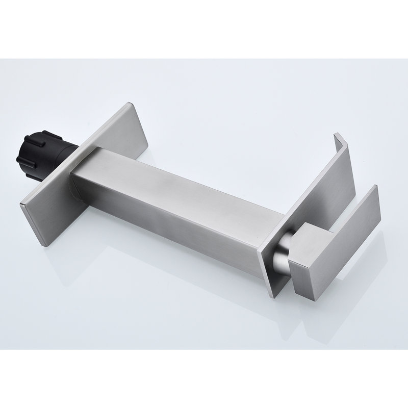 Robinet pour salle de bain avec robinet à cascade en nickel brossé - poignée simple pour un débit d'eau optimal, style acier inoxydable
