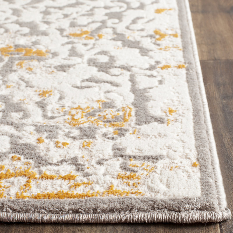 Tapis oriental gris / ivoire Alpine, Rectangle 4 pi x 5 pi 7 po