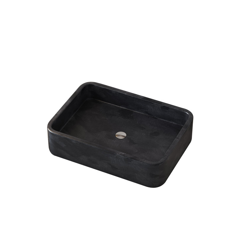 A&E Bath And Shower Lelise 14.25'' Black Stone Rectangular Bathroom Sink