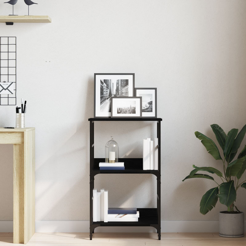 Holweg 50cm W Steel Standard Bookcase, Black Oak, (2 Shelves) 82 cm H x 50cm W x 33cm D