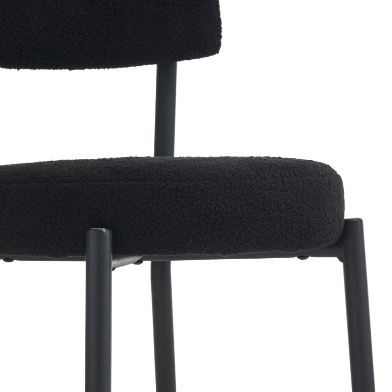 Modern Of 2 Black Bar Stools, Metal Structure, Ergonomic Support, 25 - Inch Seat, Good For Kitchen And Hotel Counters Stools With Fabric Upholstery, 2, Solidly Welded Footrest, , Easy To Install,