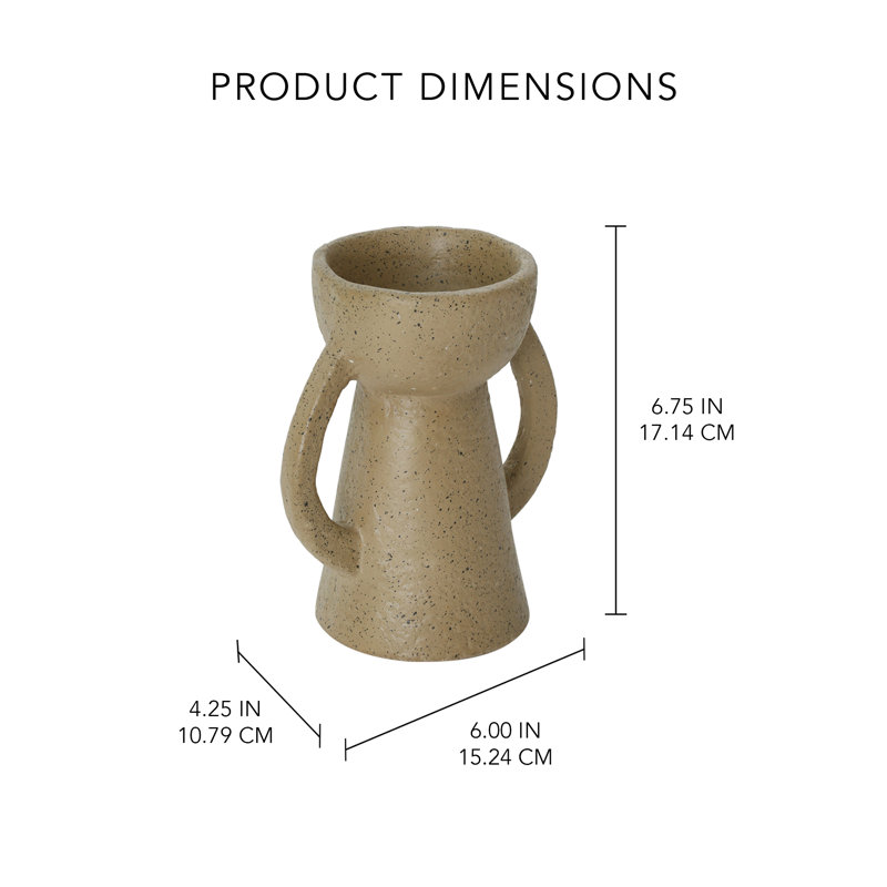 Izhak Decorative Ecomix Vase with Handle, Handcrafted Sustainable Table Vase for Living Room, Dining, and Entryway Decor