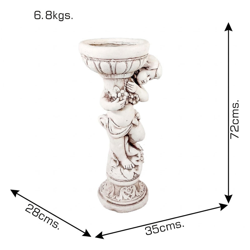 JAMES Boy Planter 72cm Antique Stone Effect