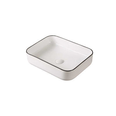 Lavabo de salle de bain vasque rectangulaire en céramique noir / blanc