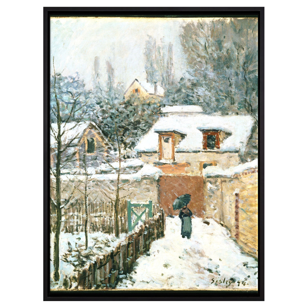 Gerahmtes Leinwandbild Snow in Louveciennes von Alfred Sisley