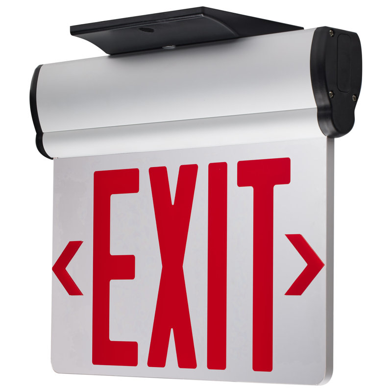 (Mirror) Edge Lit LED Exit Sign 90min Ni-Cad backup 120/277V Dual Face Top/Back/End Mount, Red