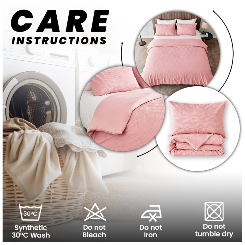  Bedding, Single Duvet Cover + 1 Standard Pillowcase, Pink
