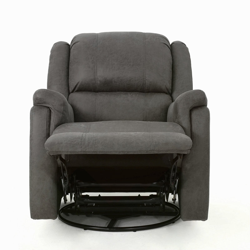 Glider Recliner With Swivel, Gray Polyester