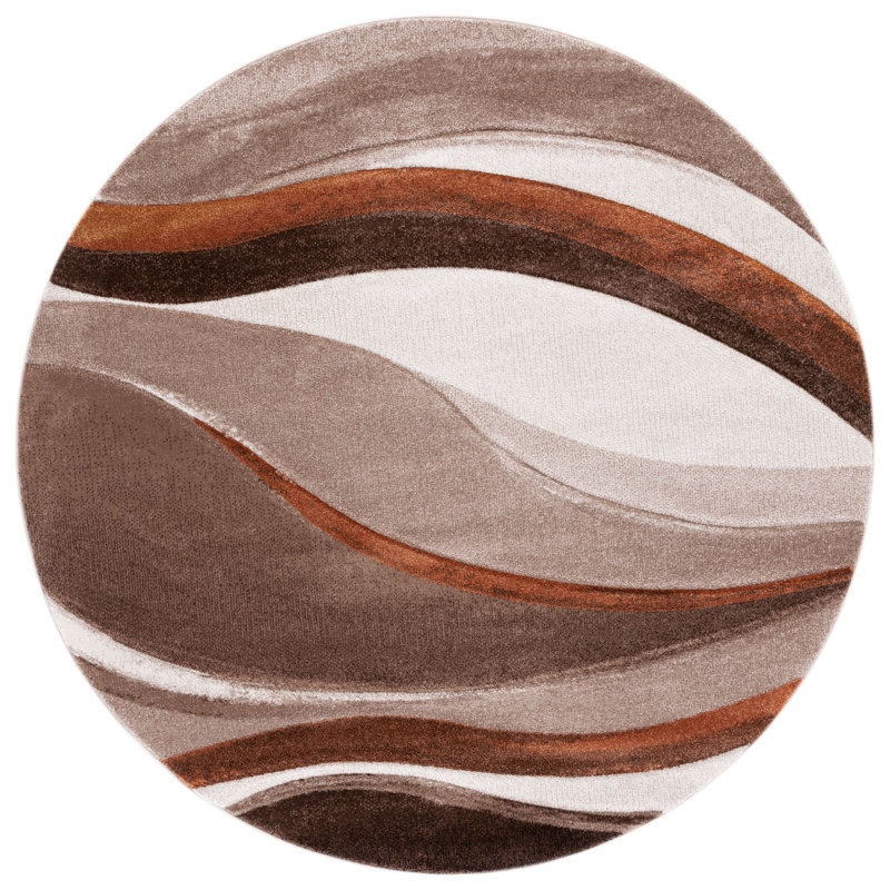 Ducor Abstract Beige/Brown Area Rug, Round 8'