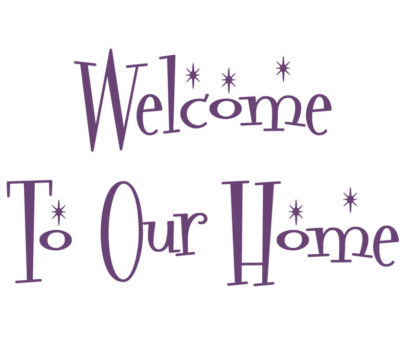 Décalcomanie murale "welcome to the home", Violet, H 14,5 po x l 24 po x P 0,01 po