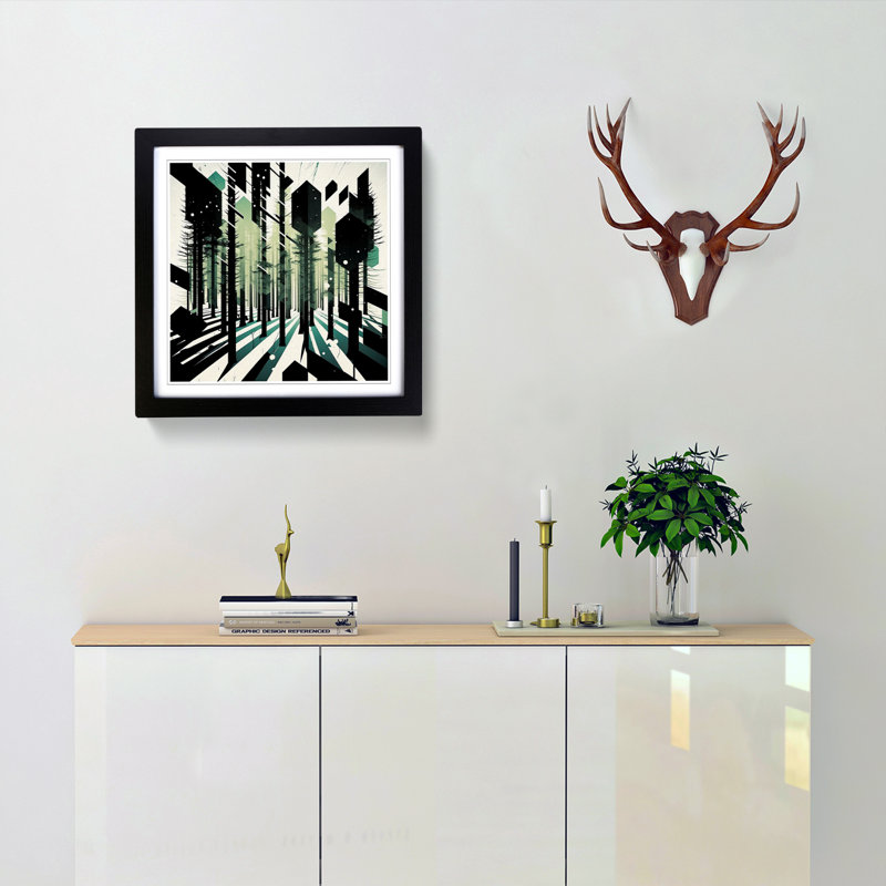 Winter Forest Constructivism No.1 - Framed Print, Black