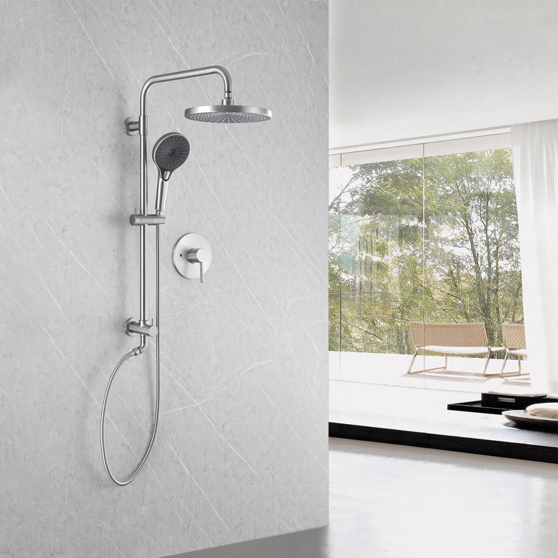 Robinet de douche mural à deux fonctions avec passe-partout noir mat, Brushed Nickel
