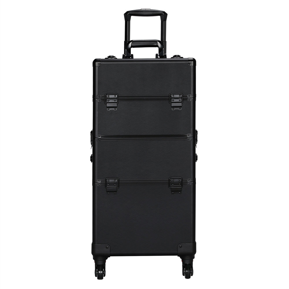 Professional Makeup Suitcase Travel Case Organizer Rolling Cosmetic Case Black