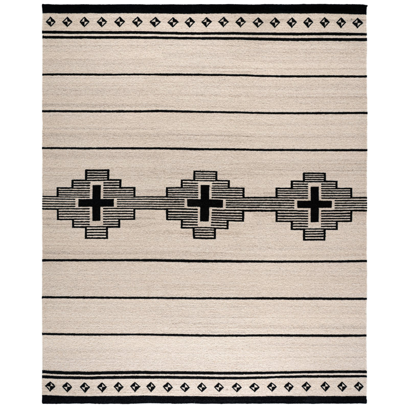 Standing Crosses Flatweave 80% Wool; 20% Cotton Geometric Shapes Rug, 8'-0" X 10'-0" Rectangle
