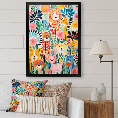 Motif d'animaux de chambre de bébé coloré IV - reproductions encadrées