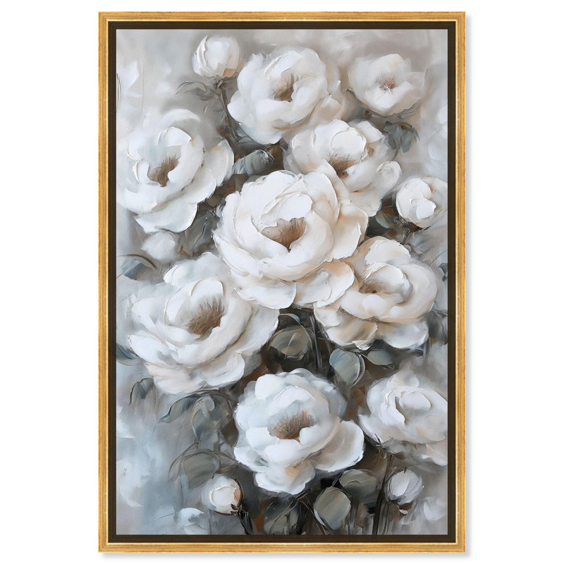 Art floral sur toile d'albâtre par Dakota Fields, H 16 po x l 11 po, Cadre doré