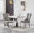 Modern Faux Marble Dining Table Set, Luxury 70.8" Dining Room Table with Velvet Upholstered Chairs, Luxurious Kitchen Table with Lightning Stainless Steel Pedestal, Rectangle Dining Table Set-1386155013-1386155010-1386155015