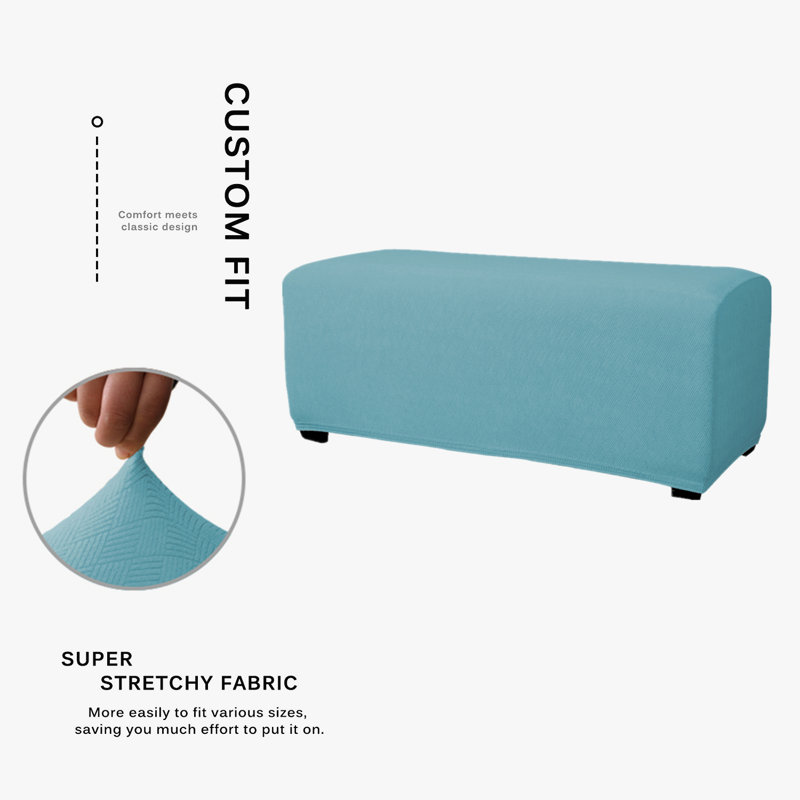 Housse pour repose-pieds à coussin en T, Bleu acier