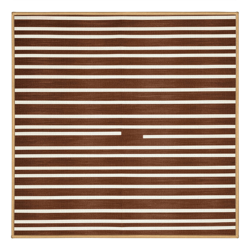 Machine Washable Horizontal Stripes Brown Area Rug, Square 5'