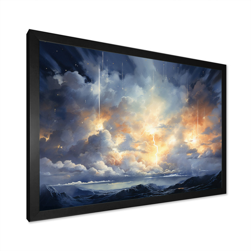 Météores pluie de lumière III - paysages, impressions sur toile, Cadre simple noir, H 30 po x l 40 po x P 1,5 po