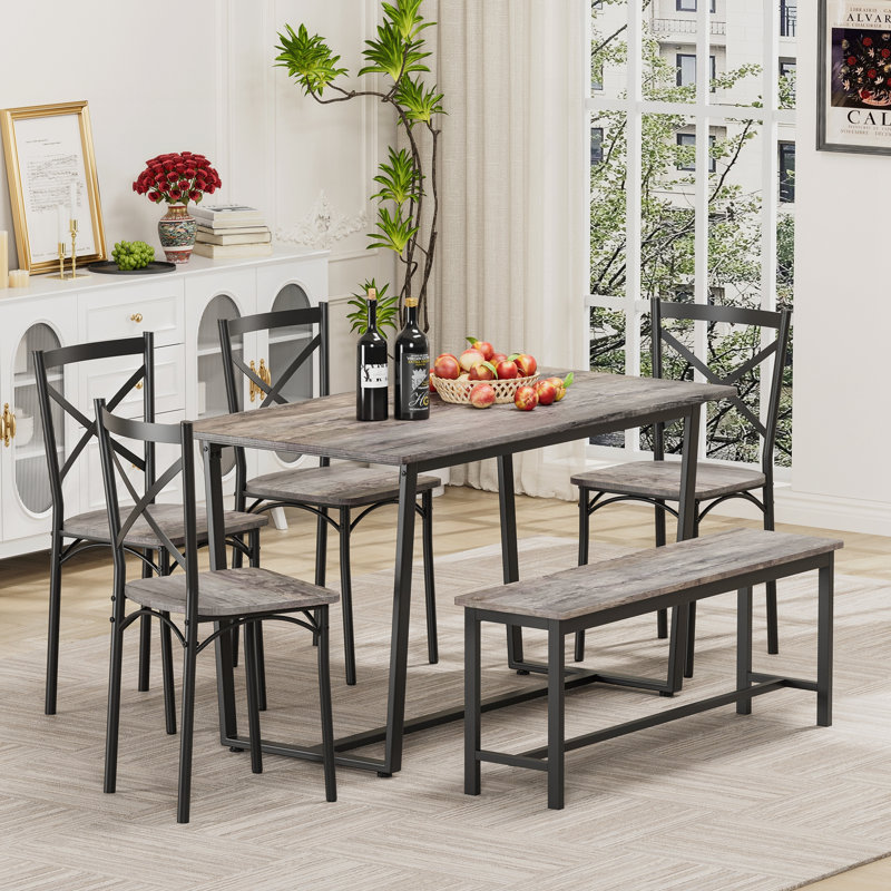 Ensemble de table de cuisine 6 pièces pour la cuisine, Gris/noir, Gris/noir