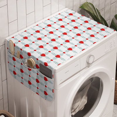 East Urban Home Romantic Washing Machine Organizer Pack of 2 47" x 18.5" Scarlet Pale Blue Grey