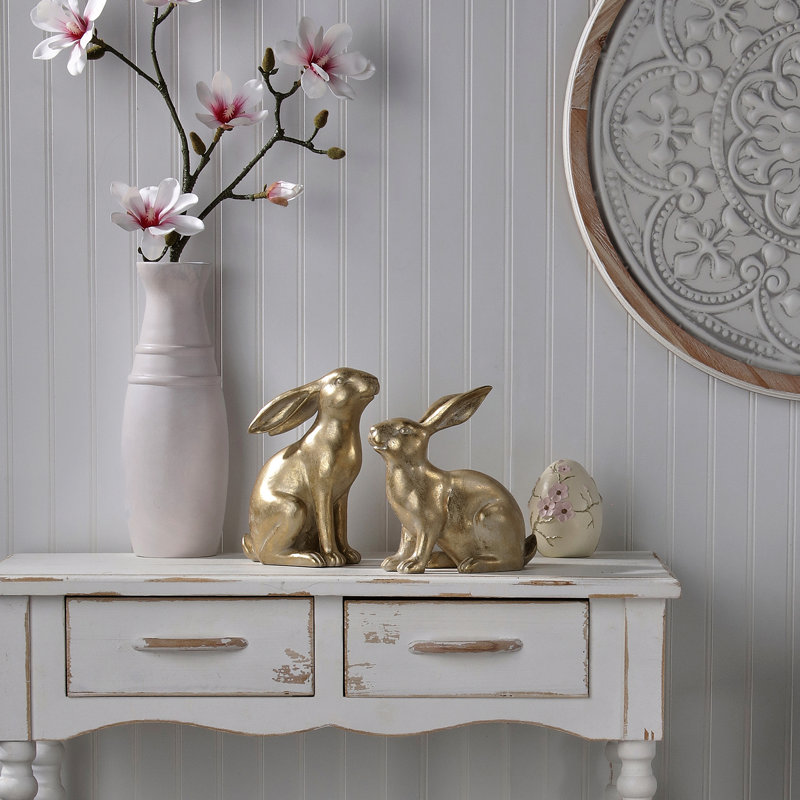 Lapin doré 9 po en résine