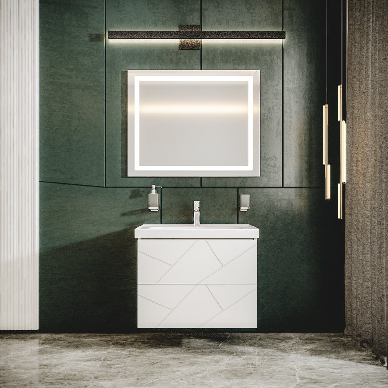 Picasso-W_Meuble-lavabo mural moderne avec lavabo - MDF non toxique et ignifuge 28 po - Collection simple 24 po _S24_