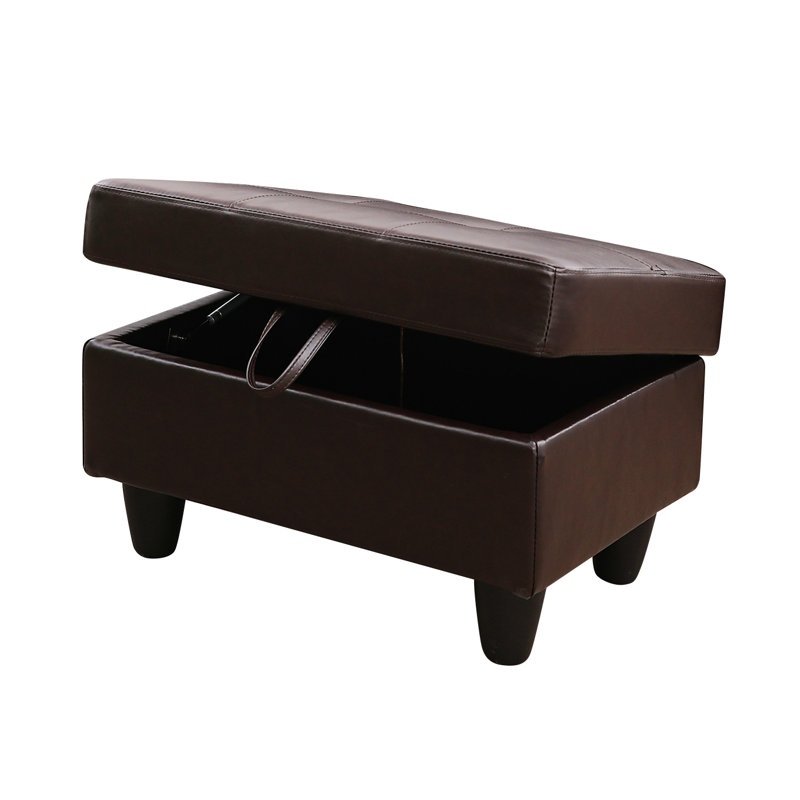 Repose-pieds moderne en similicuir avec espace de rangement pour canapés, Brun
