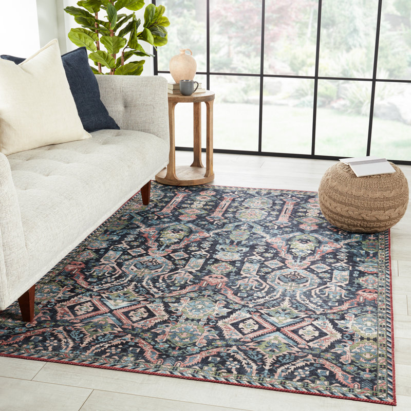 Tapis bleu foncé / brun Teleza, Rectangle 8 pi x 10 pi
