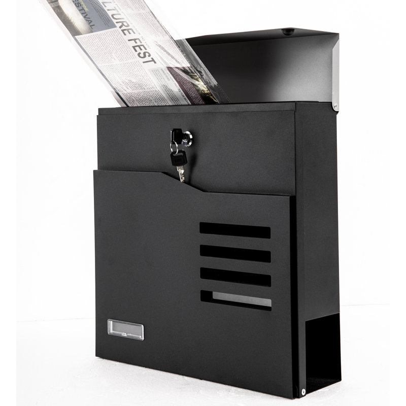Fine Art Living Steel Wall Mounted Mailbox with Newspaper Compartment