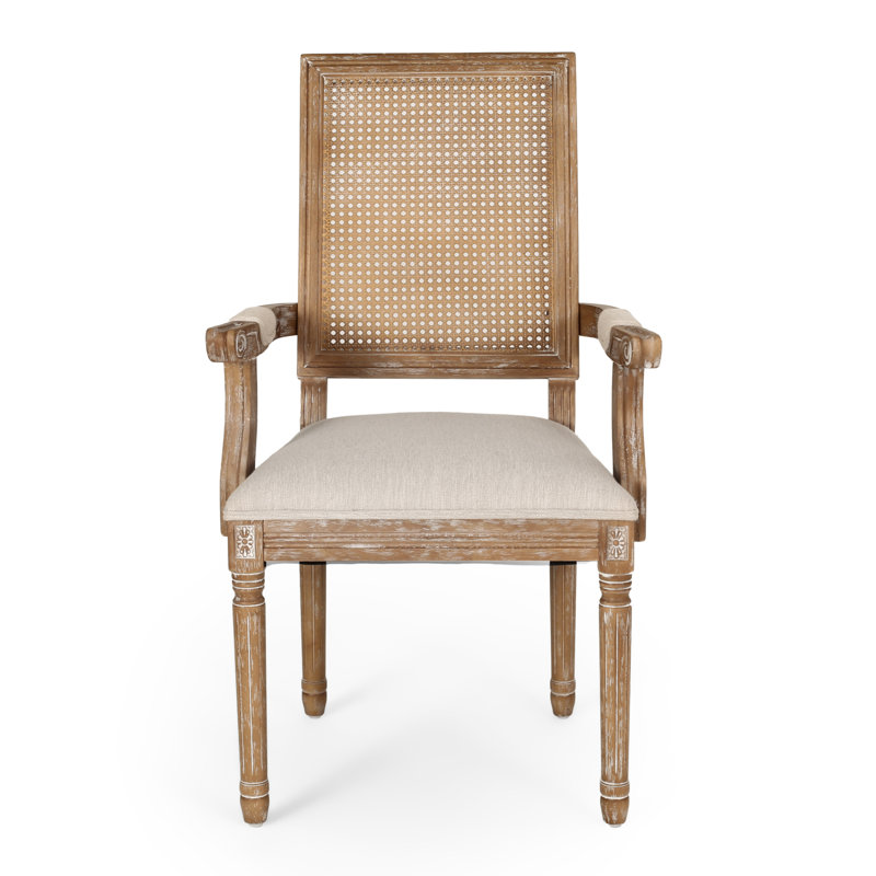 Fauteuil à dossier Louis Lapathos, Naturel, Beige, 2