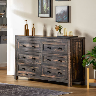 Arlina 54'' W Farmhouse 6 - Drawer Dresser,Dark Oak